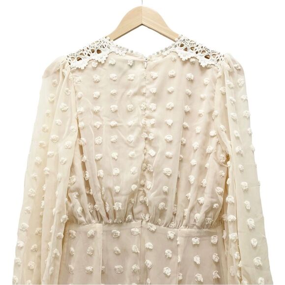 Lulus Lust or Love Cream Embroidered Lace Long Sleeve Dress Women’s Size Small - Picture 7 of 16